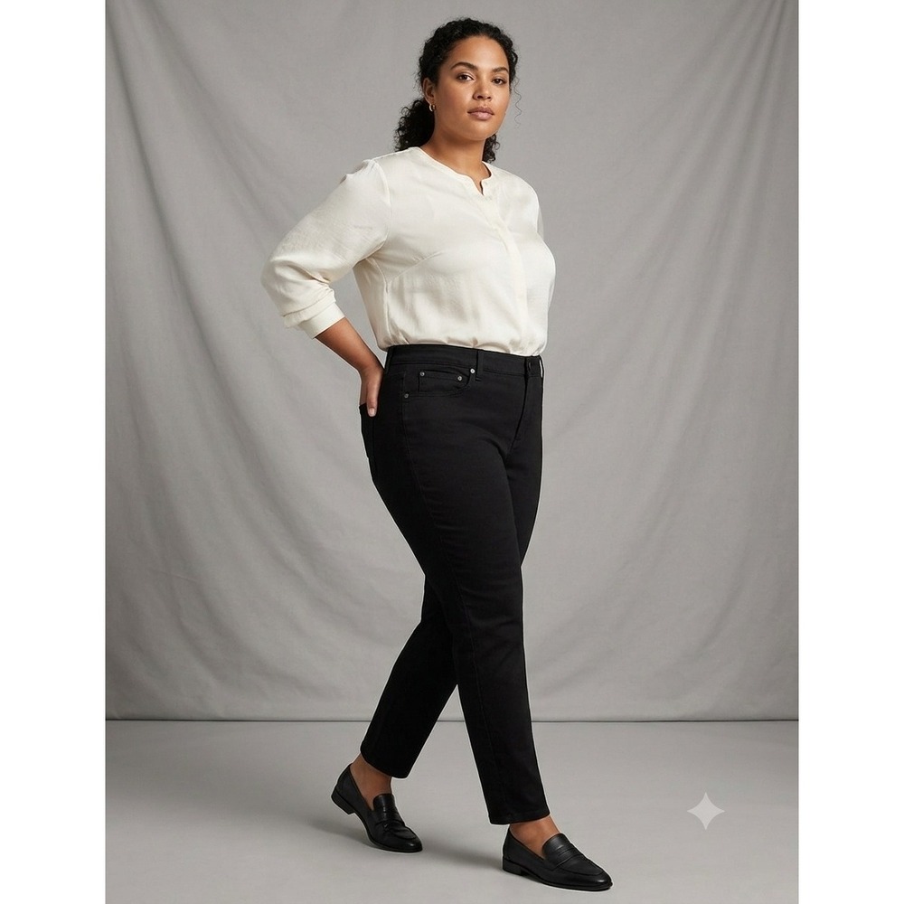 Tahari Kelly Mid-Rise Skinny Pants Women 22W Black NWT